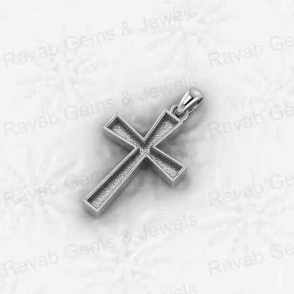 Top Selling Genuine 925 Sterling Silver Cross Semi Mounting Blank Bezel Charm Pendant Setting for Findings Jewelry Components