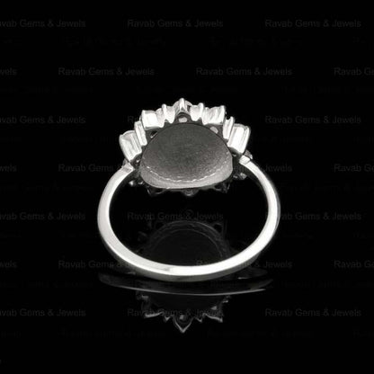 Top Quality Solid Real 925 Silver 8mm Round With CZ Diamond Semi Mount Blank Bezel Ring Setting for Keepsake Breast Milk Jewelry
