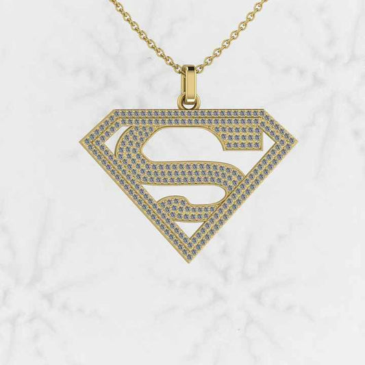 Top Trending Solid 925 Silver Superman S Initial Symbol Hip Hop Pendant Necklace Men Iced CZ Diamond Personalized Fine Jewelry