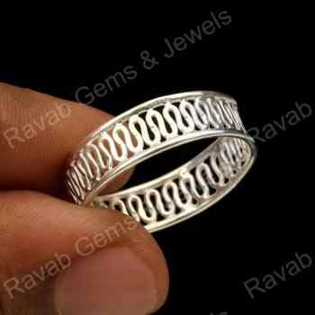 Top Quality Solid 925 Sterling Silver 7mm Swirling Filigree Women Party Wear Fine Fashionable Chunky Ring Handmade Jewelry