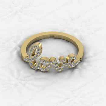 Best Selling Solid 925 Sterling Silver Script CZ Love Forever Promise Gold Vermeil Wedding Eternity Band Women Ring Fine Jewelry
