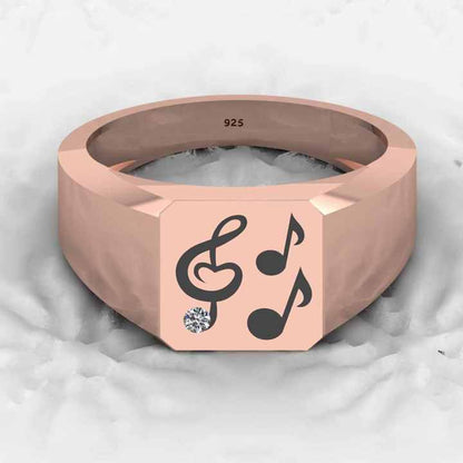 Top Selling Men's Fine Rings 925 Sterling Silver Music Symbol Lover Carlo Signet Fashionable Wholesale Gents Jewelry