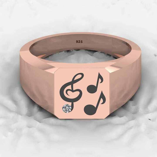 Top Selling Men's Fine Rings 925 Sterling Silver Music Symbol Lover Carlo Signet Fashionable Wholesale Gents Jewelry