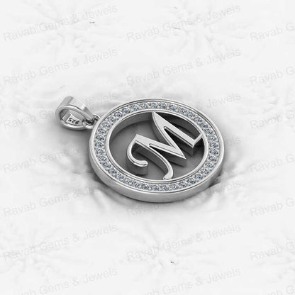 Solid 925 Sterling Silver 18K Gold Filled 22mm Letter Coin Disc Zircon Diamond Women Charm Pendant Necklace Personalized Jewelry