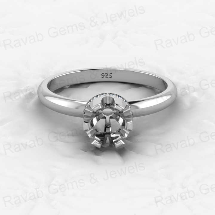 Genuine Solid 925 Sterling Silver Solitaire Round Semi Mount Blank Setting Ring Good for Ashes & Resin Work Breastmilk Jewelry