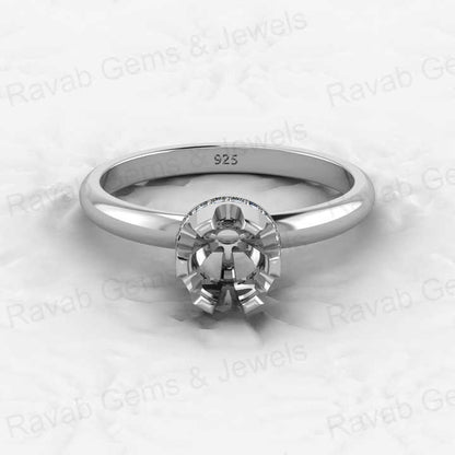 Genuine Solid 925 Sterling Silver Solitaire Round Semi Mount Blank Setting Ring Good for Ashes & Resin Work Breastmilk Jewelry