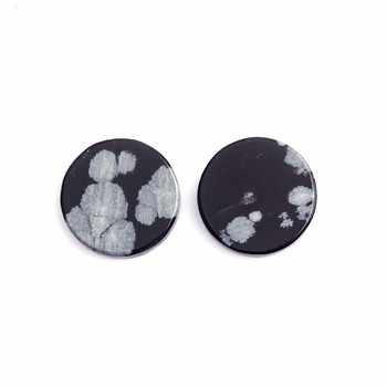 Hot Sale 12 MM Natural Snowflake Obsidian Stone Smooth Flat Round Cabochon Loose Gemstone of High Quality