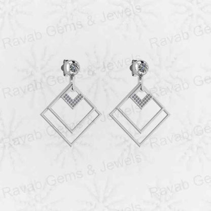 Best Quality Solid 925 Sterling Silver Geometric Pattern Drop Dangle Fine Earring for Women Engagement Handmade Fine Jewelry