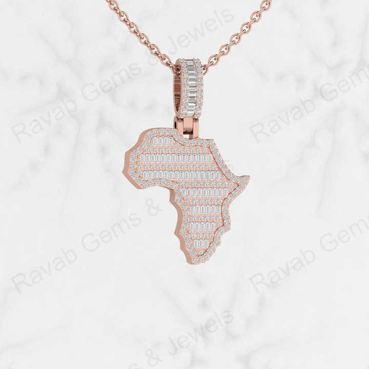 Top Quality Solid 925 Sterling Silver 15x30mm African Map Micro Pave Diamond Setting Charm Pendant Country Lover Fine Jewelry