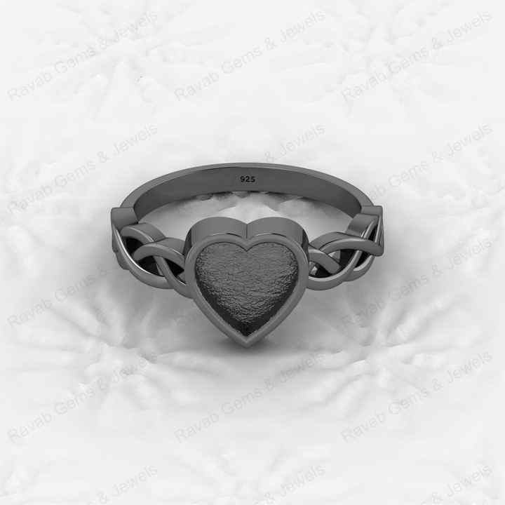 High Quality Genuine 925 Sterling Silver 8mm Heart Shape Semi Mount Blank Bezel Setting Ring Fashionable Good Keepsake Jewelry