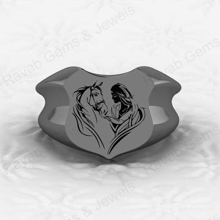 Top Selling Christmas Sale Solid 925 Sterling Silver Girl Love Horse Logo Ring Unique Designer Unisex Handmade Fine Jewelry