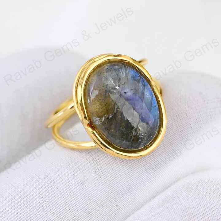 Valentine Sale Solid 925 Sterling Silver Natural Madagascar Blue Fire Labradorite Oval 10x14mm Gemstone Ring For Mens & Women