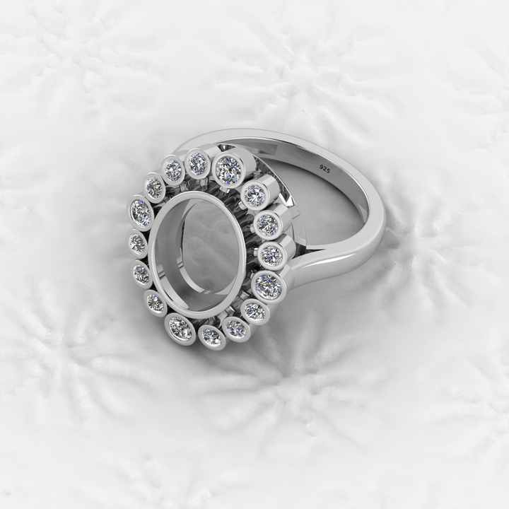 Superb Quality 925 Silver Oval 9x12mm Semi Mount Blank Setting Ring for Gemstone Good for Ashes & Resin Work Breastmilk Jewelry