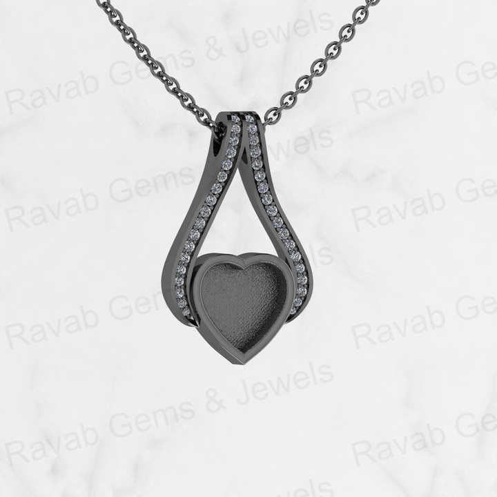 Top Quality 925 Silver Heart Charm Blank Bezel Setting Pendant With CZ Settled DIY Keepsake Jewelry for Resin Ashes and Stone