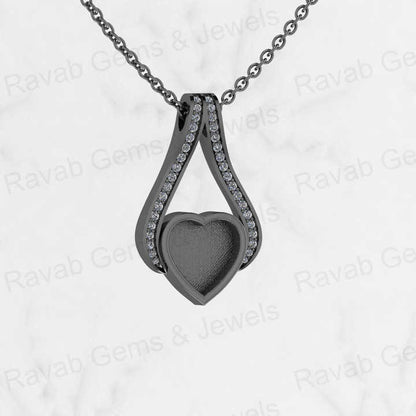 Top Quality 925 Silver Heart Charm Blank Bezel Setting Pendant With CZ Settled DIY Keepsake Jewelry for Resin Ashes and Stone