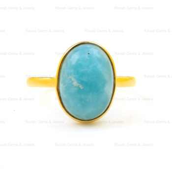 Beautiful 10x14mm Natural Smithsonite Gemstone Bezel 18k Gold Plated Silver Dainty Oval Shape Ring for Women Handmade Jewelry