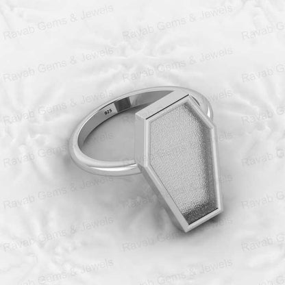 Genuine 925 Sterling Silver 10x17mm Coffin Bezel Collet Cup Semi Mount Ring Setting for Resin Ashes Jewelry Findings Components