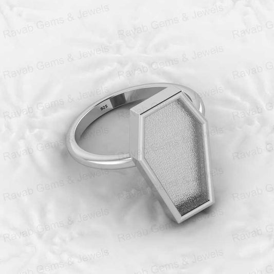 Genuine 925 Sterling Silver 10x17mm Coffin Bezel Collet Cup Semi Mount Ring Setting for Resin Ashes Jewelry Findings Components