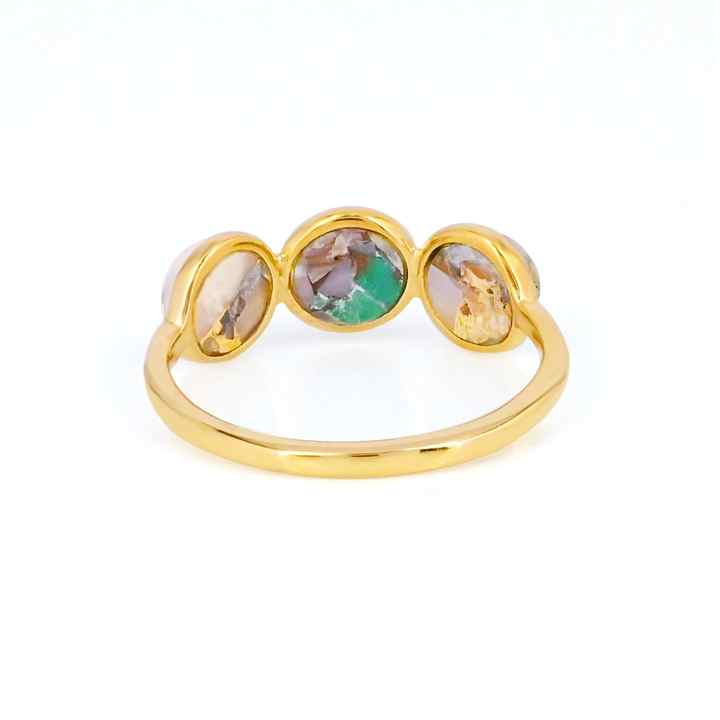 Hot Selling 5mm Mohave Pink Opal Copper Turquoise Handmade 925 Silver Gold Vermeil Half Eternity Women Ring Navajo Fine Jewelry
