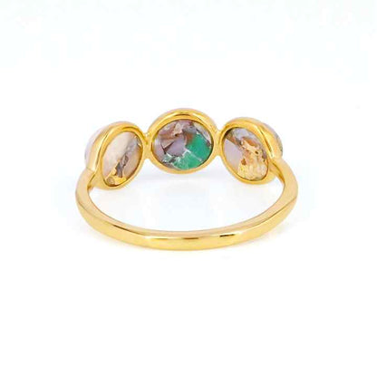 Hot Selling 5mm Mohave Pink Opal Copper Turquoise Handmade 925 Silver Gold Vermeil Half Eternity Women Ring Navajo Fine Jewelry