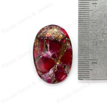 Best Selling 20x30mm Mohave Red Rose Dhalia Composite Copper Cabochons High-Polished Loose Gemstones Smooth Oval Shape for