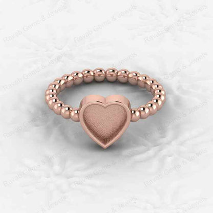 Top Quality 925 Sterling Silver 8mm Heart Semi Mount Beaded Band Ring Good for Resin & Ashes Work Keepsake Breastmilk Jewelry