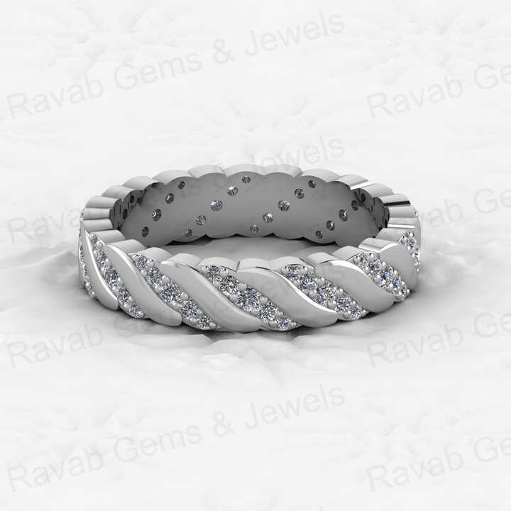 Genuine 925 Sterling Silver Gold Vermeil Pave Micro Zircon 1.5mm Brilliant Round Cut Eternity Band Ring for Women Fine Jewelry