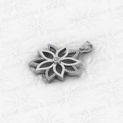 Best Selling 925 Silver 25mm Water Lily Floral June Birth CZ Diamond Pendant Necklace Beautiful Fine Natural Jewelry for Women
