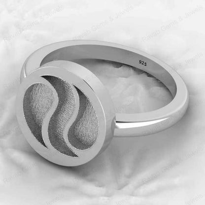 925 Sterling Silver Yin Yang Symbol Blank Bezel Semi Mount Setting Ring Good for Resin Ashes Work Keepsake Breastmilk Jewelry
