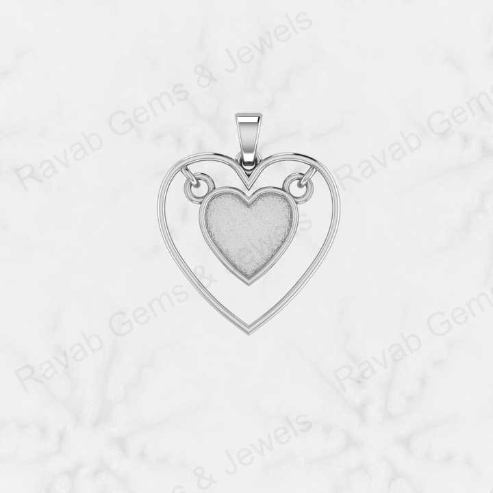 Genuine 925 Sterling Silver 22mm Semi Mount Blank Setting Heart Pendant Ashes Resin Work Breastmilk for Couple Charm Jewelry