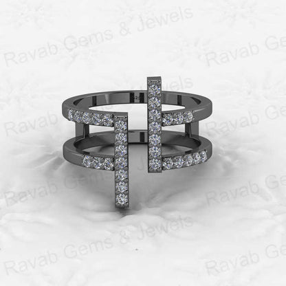 Best Selling 925 Silver Gold Vermeil Spiral Bar CZ Brilliant Eternity Double Band Adjustable Dainty Women Ring for Fine Jewelry