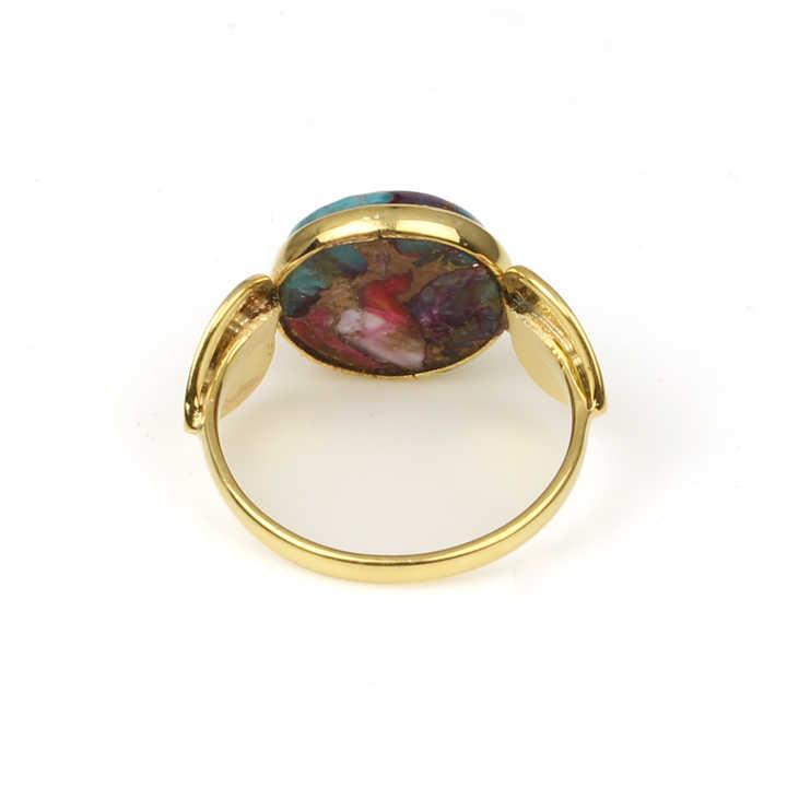 Hot Selling 925 Silver 12mm Mohave Mix Oyster Turquoise Vermeil Eternity Designer Handmade Fine Rings for Women Native Jewelry