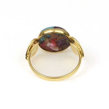 Hot Selling 925 Silver 12mm Mohave Mix Oyster Turquoise Vermeil Eternity Designer Handmade Fine Rings for Women Native Jewelry