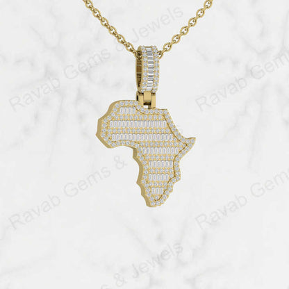 Top Quality Solid 925 Sterling Silver 15x30mm African Map Micro Pave Diamond Setting Charm Pendant Country Lover Fine Jewelry