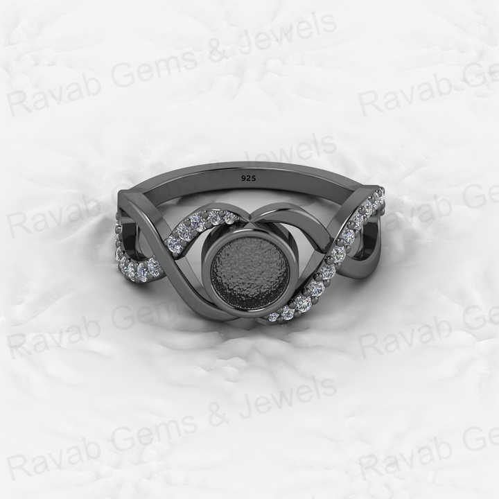 Solid 925 Sterling Silver Infinity Wedding Semi Mount Blank Setting Wedding Ring Good for Ashes & Resin Work Breastmilk Jewelry