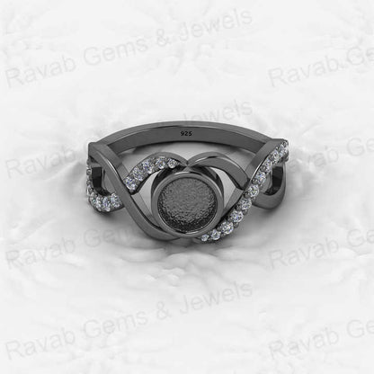 Solid 925 Sterling Silver Infinity Wedding Semi Mount Blank Setting Wedding Ring Good for Ashes & Resin Work Breastmilk Jewelry