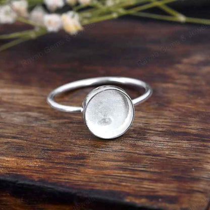 925 Sterling Silver Round Blank Setting 10mm Semi-Mount Blank Setting Ring Good For Resin & Ashes Work Women Keepsake Jewelry