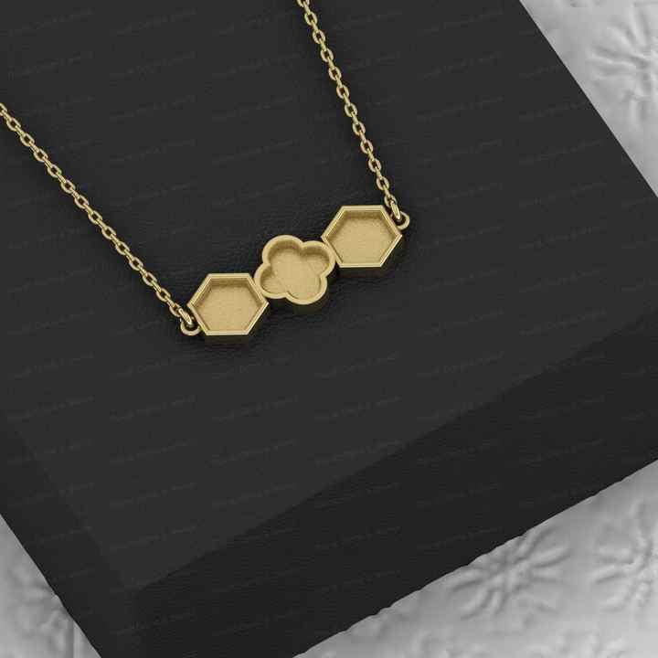 Top Quality 925 Clover & Hexagon Shape Bezel Cup Semi Mount Charm Pendant Necklace Setting Valentine Jewelry Findings Components