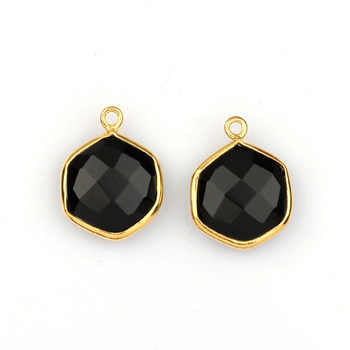 Hot Selling 12mm Hexagon Shape Black Onyx Pendant Men's Fine Bezel Setting Sterling Silver Gold Plating Indian Bezel Gifts