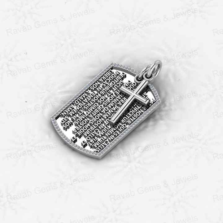 Best Selling 925 Silver With CZ Engraved Lords Catholic Prayer Crucifix Religious Cross Charm Pendant for Christian Fine Jewelry