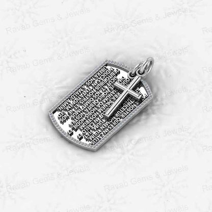 Best Selling 925 Silver With CZ Engraved Lords Catholic Prayer Crucifix Religious Cross Charm Pendant for Christian Fine Jewelry