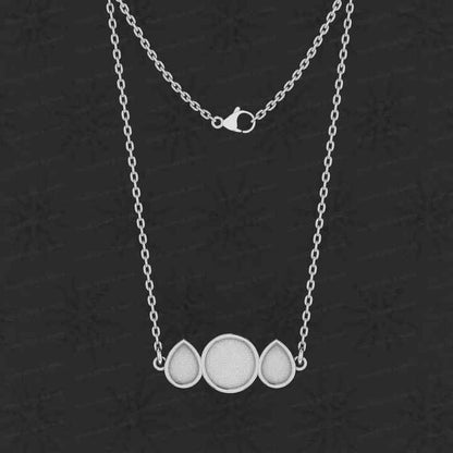 New 925 Silver Pear Round Collet Bezel Cup Semi Mount Charm Pendant Necklace Setting Jewelry Findings Components