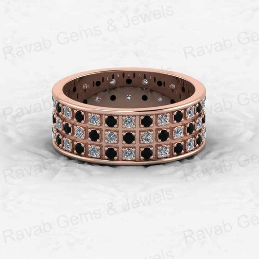 Top Selling 925 Silver Gold Vermeil 8mm Wide Eternity Wedding Band With Checkerboard Pattern Micro CZ Women Fine Jewelry Ring