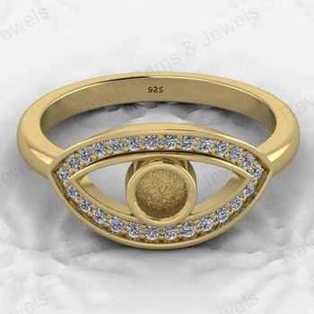 925 Sterling Silver 4mm Round Marquise CZ Semi Mount Band Ring Attractive Work Keepsake Good Ashes Jewelry Findings Components