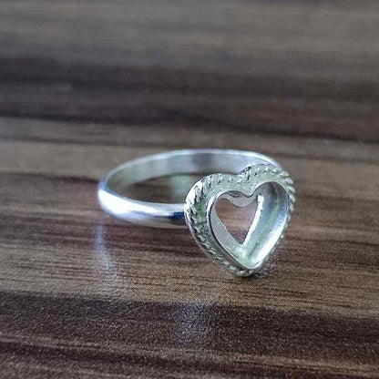 Top Quality Genuine 925 Sterling Silver Heart Shape 7mm Semi-Mount Blank Setting Empty Ring For Women Fine Handmade Jewelry