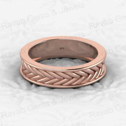 Top Trending 925 Sterling Silver Gold Vermeil Modernist Rope Weave Braid Knot Wicker 4mm Eternity Band Men's Ring Fine Jewelry