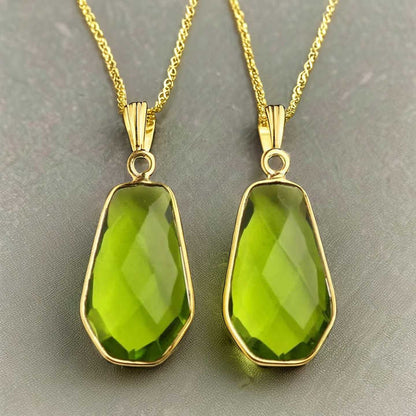 Best Quality Solid 925 Sterling Silver 18k Gold Filled Peridot Quartz Hydro 12x20mm Checker Cut Loop Charm Connector Pendant