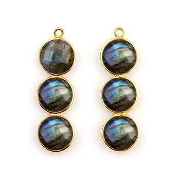 Best Quality 10 MM Labradorite Handmade 925 Sterling Silver Pendant Gold Plating Vintage Style Fine Pendants Charms Wholesale