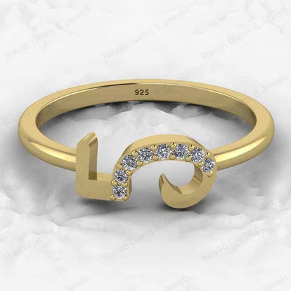 Best Selling Genuine 925 Silver Gold Vermeil CZ Initial 5 Lucky Number Eternity Band Personalized Women Ring Fine Jewelry
