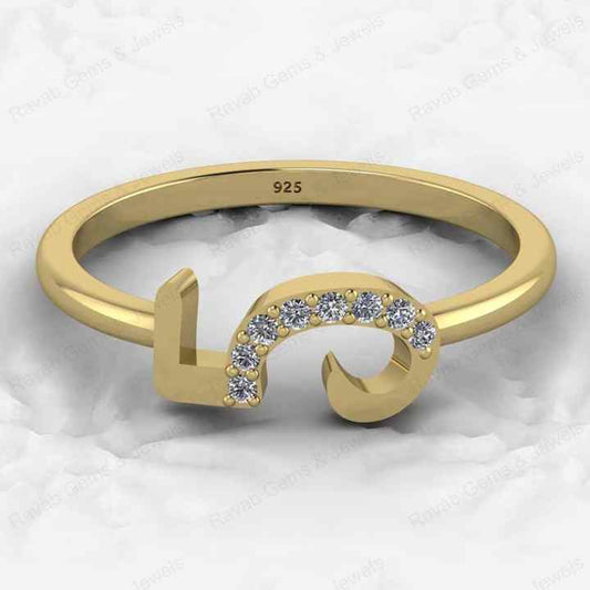 Best Selling Genuine 925 Silver Gold Vermeil CZ Initial 5 Lucky Number Eternity Band Personalized Women Ring Fine Jewelry